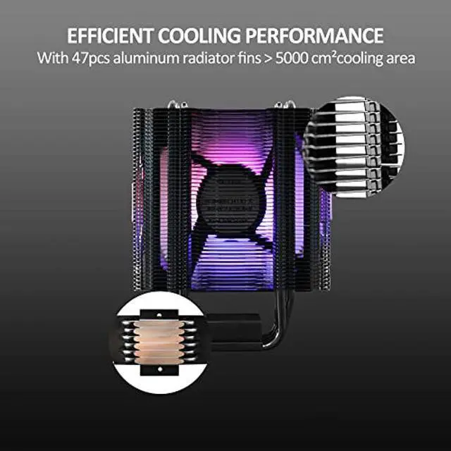 Alt view image 4 of 5 - PANO-MOUNTS CPU Stock AMD Air Cooler with 120mm ARGB Light Sync 4Pin PC PWM Fans 6 HeatPipes TDP 205W and Motherboard for AMD/Intel LGA 1700 LGA 1200