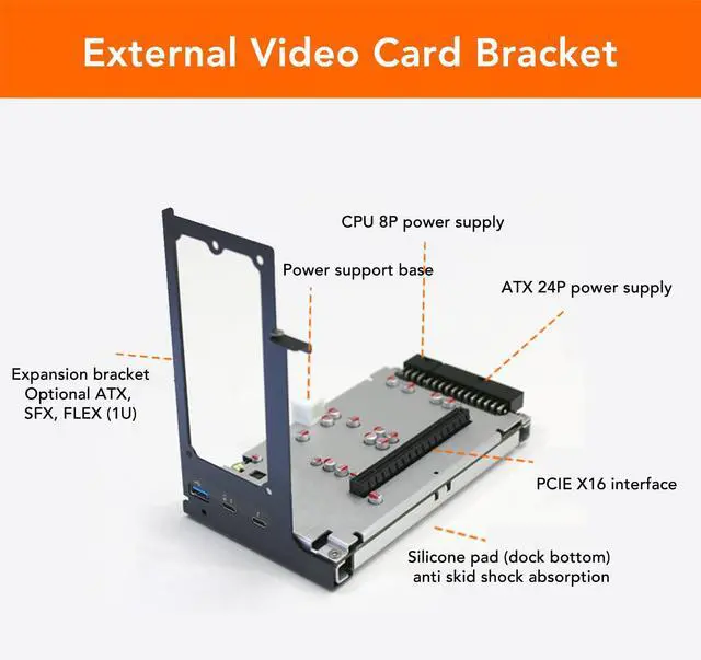 Alt view image 3 of 5 - TH3P4G3 Graphics Docking Station, Computer External Graphics Card PCIE3.0X4 32Gbps Compatible with GPU Dock, for Intel Device Chip JHL7440
