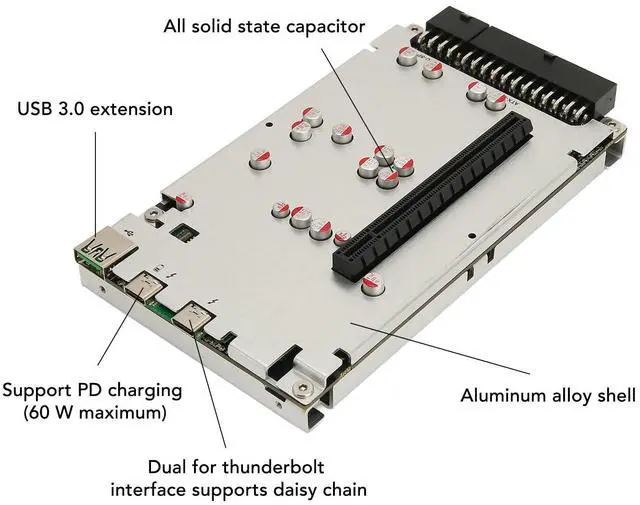 Alt view image 4 of 5 - TH3P4G3 Graphics Docking Station, Computer External Graphics Card PCIE3.0X4 32Gbps Compatible with GPU Dock, for Intel Device Chip JHL7440