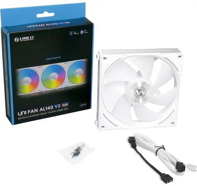Alt view image 5 of 5 - Lian-Li UNI FAN AL V2 ARGB PWM Case Fan - White, 140mm