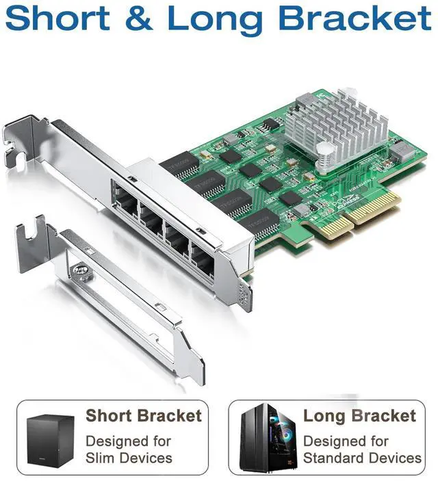 Alt view image 3 of 5 - H!Fiber 2.5Gbase-T PCIe NIC with Realtek RTL8125 Chip, 2.5Gb Network Card, 2500/1000/100 Mbps,Quad RJ45 Ports, PCIe X4, Ethernet Card for Windows/Windows Server/Linux