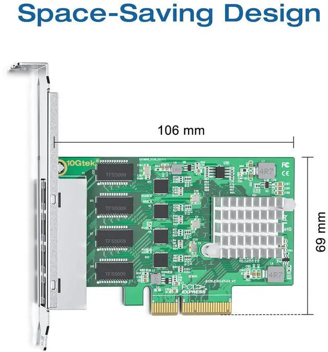 Alt view image 5 of 5 - H!Fiber 2.5Gbase-T PCIe NIC with Realtek RTL8125 Chip, 2.5Gb Network Card, 2500/1000/100 Mbps,Quad RJ45 Ports, PCIe X4, Ethernet Card for Windows/Windows Server/Linux