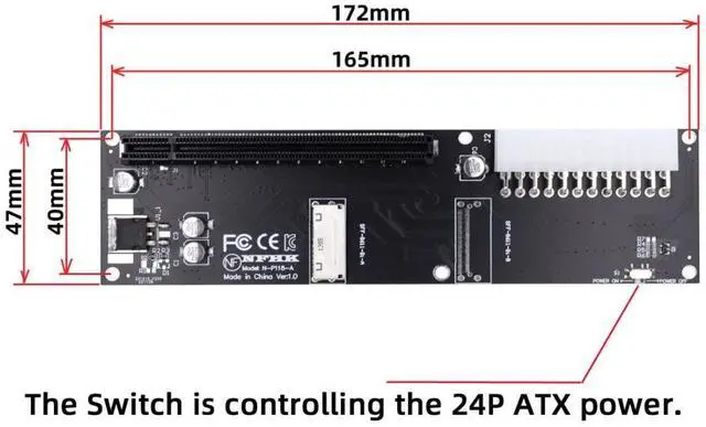 Alt view image 3 of 5 - chenyang Oculink SFF-8611/8612 8i to PCI-E 16X PCI Express Expansion Card Adapter with ATX 24Pin Power for External Graphics Card & SSD