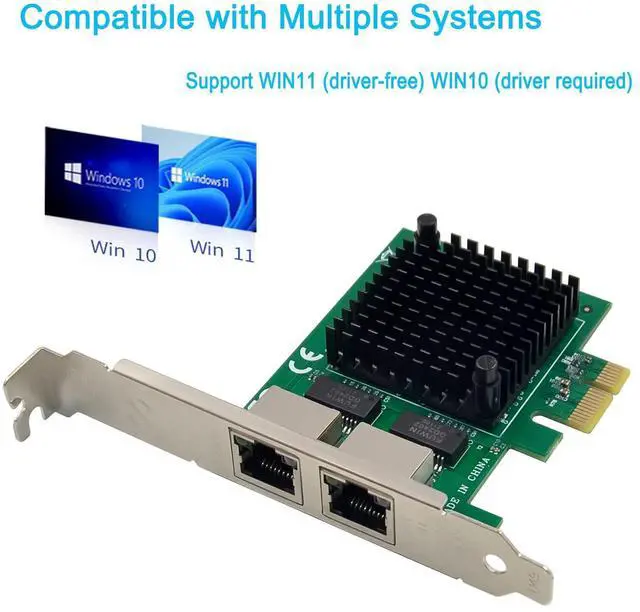 Alt view image 4 of 5 - Dual PCIe 3.1 2.5GBase-T Network Adapter with Intel I225-V 2500/1000/100Mbps PCI Express Gigabit Ethernet NIC Card RJ45 LAN Controller for Windows 10/11 with Low Profile Bracket