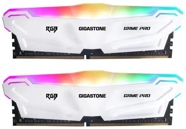 Main image of RGB DDR4 RAM GIGASTONE Game PRO 16GB Kit (2x8GB) DDR4-3200MHz PC4-25600 CL 16-20-20-40 Intel XMP 2.0 AMD Ryzen 1.35V UDIMM 288 Pin Unbuffered Non ECC High Performance Gaming Desktop Memory - White