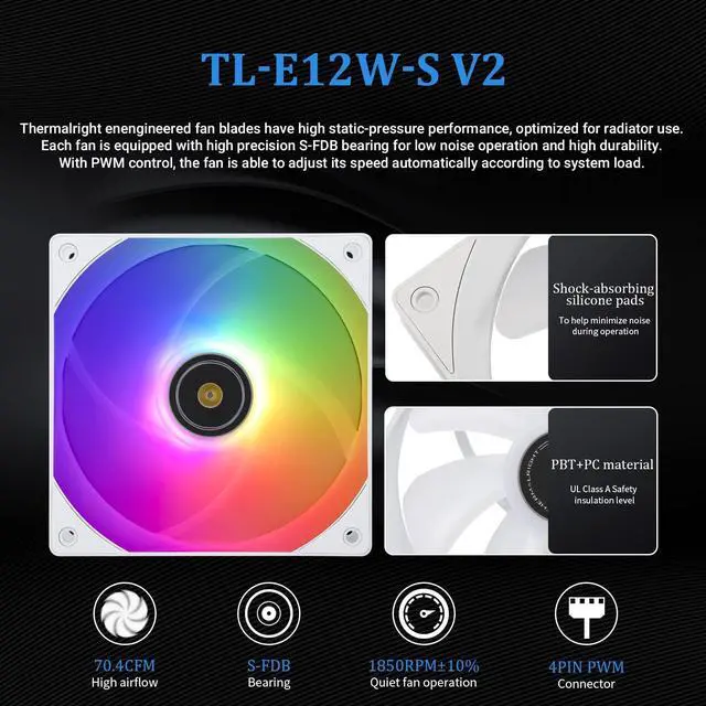Alt view image 5 of 5 - Thermalright Frozen Prism 240 White ARGB AIO Water Cooler,Liquid CPU Cooler, 2×120mm PWM Fans Water Cooling System,1850RPM High Speed,Compatible with AMD/AM4/AM5 & Intel LGA1150/1151/1200/2011/1700