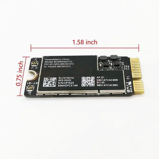 Alt view image 2 of 5 - WiFi Bluetooth Airport Wireless Card BCM94360CS2 Compatible Replacement for MacBook Air 11" A1465 (2013, 2014, 2015) 13" A1466 (2013, 2014, 2015, 2017) (661-7465,661-7481,653-0023)