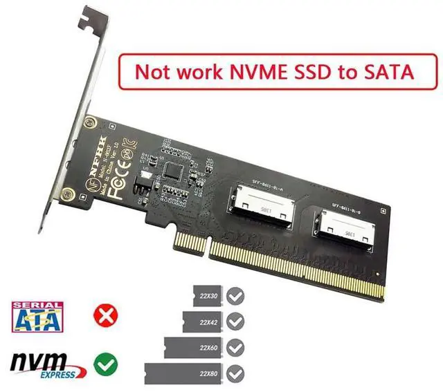 Alt view image 5 of 5 - NFHK PCIE PCI-Express 16x to Dual Oculink SFF-8612 SFF-8611 8X VROC Adapter for Mainboard SSD Graphics Card