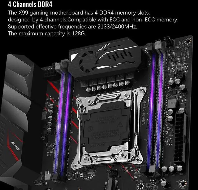 Alt view image 3 of 5 - MACHINIST X99 Computer Motherboards, LGA 2011-V3 (Intel Core i7 5th/6th Gen) ATX Server Motherboard with VRM Fan (PCIe 3.0, Dual M.2, SATA 6Gb/s, DDR4, Gigabit Ethernet) for Intel XEON E5 V3/V4 series