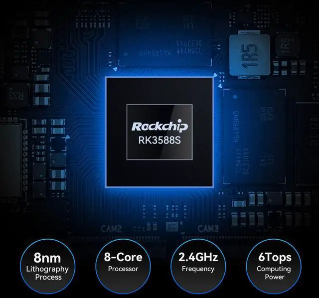Alt view image 4 of 5 - Khadas SingleBoard Computer Edge2 RK3588S ARM PC, with 8-core 64-bit CPU, ARM Mali-G610 MP4 GPU, 6 Tops AI NPU, Wi-Fi 6, Bluetooth 5.0, 8K HD Display&Decoder, 4K UI & 4 Independent Displays 8+32GB