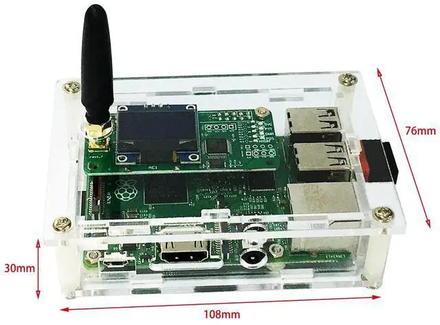 Alt view image 4 of 5 - All-New DMR Hotspot Ethernet Port Assembled Radio Station WiFi Voice Modem Support DMR Dstar YSF P25 Fusion Antenna Raspbery P Model 2B Two Colors OLED Acrylic Shell
