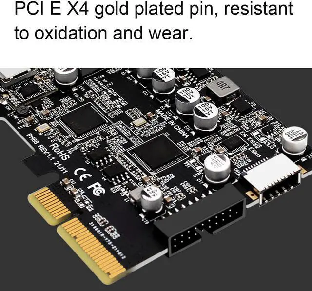 Alt view image 2 of 5 - PCIe to USB 3.2 Gen 2 Card, 10Gbps PCI Express Expansion Card with USB Type A, Type C and Front Type E Ports, USB Type C PCI Express Card for Desktop Computer