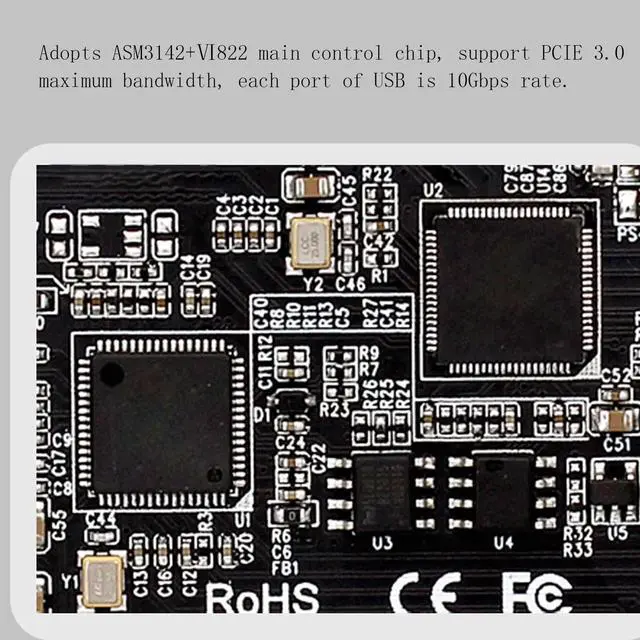Alt view image 3 of 5 - PCIe to USB 3.2 Gen 2 Card, 10Gbps PCI Express Expansion Card with USB Type A, Type C and Front Type E Ports, USB Type C PCI Express Card for Desktop Computer