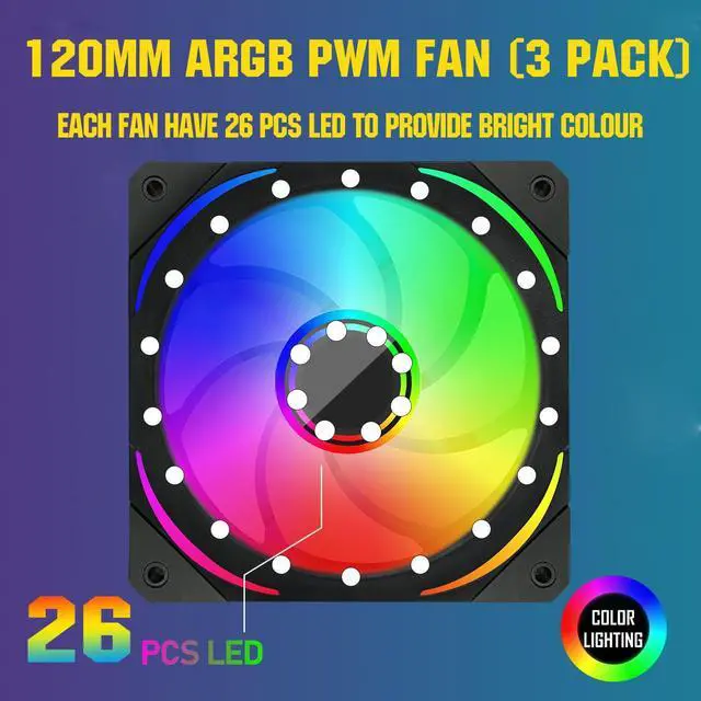 Alt view image 5 of 5 - RGB Fans 120mm PWM Fans 3 Pack PC argb Fans, HA-120 PWM PC Fans RGB PC Fans 120mm with 12v 4pin pwm and 5v 3pin argb Plug, Infinity Mirror ARGB Fans 120mm - Low Noise Computer Fans for PC Case