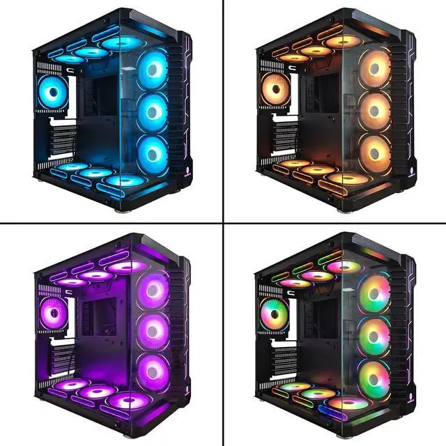 Alt view image 2 of 5 - RGB Fans 120mm PWM Fans 3 Pack PC argb Fans, HA-120 PWM PC Fans RGB PC Fans 120mm with 12v 4pin pwm and 5v 3pin argb Plug, Infinity Mirror ARGB Fans 120mm - Low Noise Computer Fans for PC Case