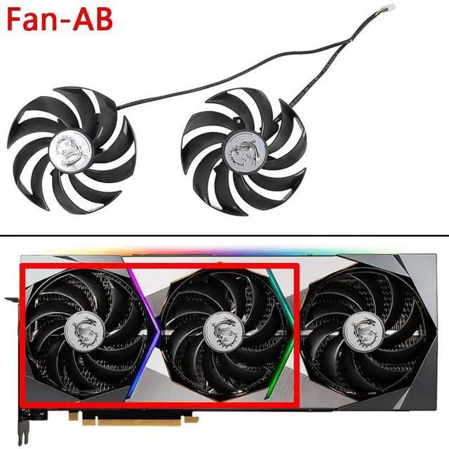 Alt view image 3 of 5 - 95MM PLD10010B12HH Ball Bearing GPU Fan for MSI RTX 3070 3080 Ti 3090 SUPRIM X Graphics Card Cooling Fan (Fan-Full Set)