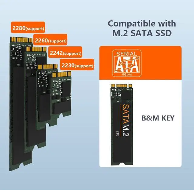 Alt view image 2 of 5 - ISHEEP SATA M.2 SSD Duplicator, SATA M.2 to Type C Hard Drive Docking Station, for B+M Key M.2 SSD, Support Offline Clone Copy Function. (H016S)