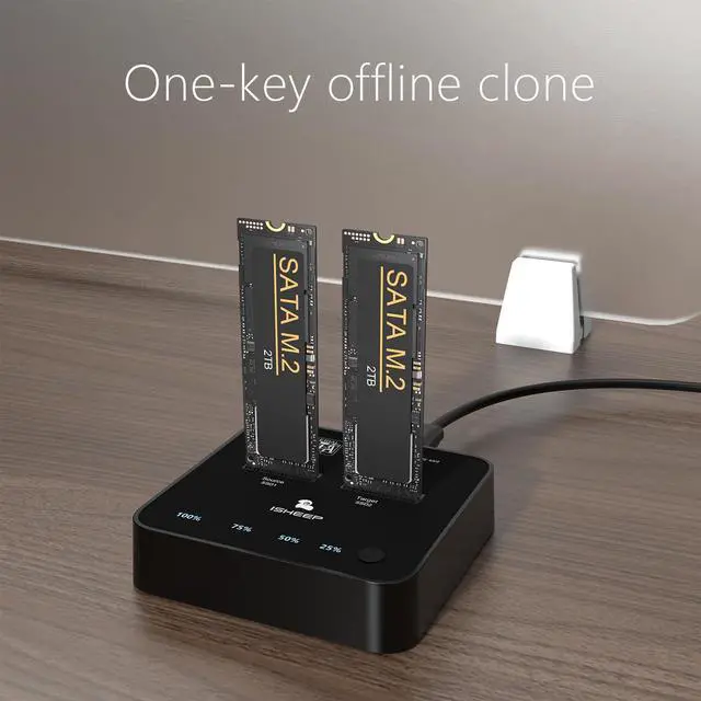 Alt view image 5 of 5 - ISHEEP SATA M.2 SSD Duplicator, SATA M.2 to Type C Hard Drive Docking Station, for B+M Key M.2 SSD, Support Offline Clone Copy Function. (H016S)