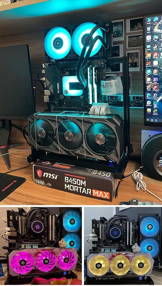 Alt view image 5 of 5 - Aluminum Alloy Open Case Gaming Computer Chassis Desktop Bracket Water Cooling Box Matx Personality Creativity