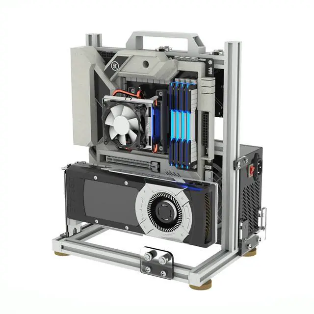 Alt view image 4 of 5 - Aluminum Alloy Open Case Gaming Computer Chassis Desktop Bracket Water Cooling Box Matx Personality Creativity