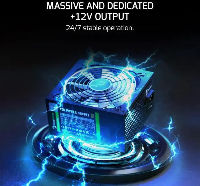 Alt view image 5 of 5 - GamePower Gp-750 PC Power Supply Unit: 750W, 80 Plus Bronze Certified, 85% Efficiency, Single +12V Rail, Low Noise 14 CM Fan, Ideal for Gaming PCs, Desktops, ATX, Micro ATX Desktop Computer - Black