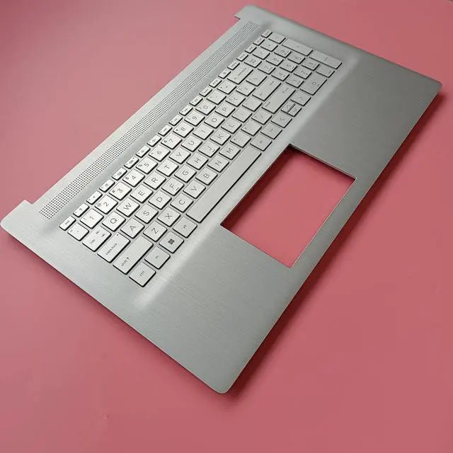 Alt view image 3 of 5 - LTPRPTS Replacement Laptop Upper Case Palmrest Backlit Keyboard Assembly Part for HP 17-CN 17-CP17T-CN 17Z-CP M50456-001 Silver