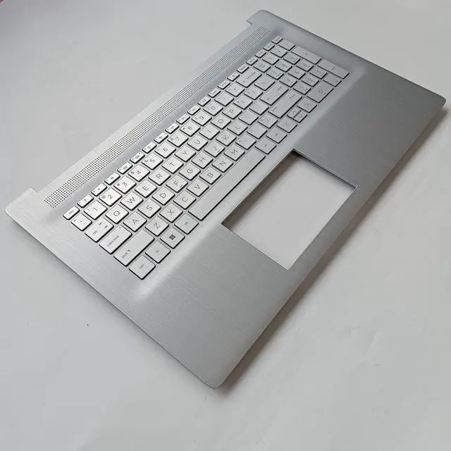 Alt view image 5 of 5 - LTPRPTS Replacement Laptop Upper Case Palmrest Backlit Keyboard Assembly Part for HP 17-CN 17-CP17T-CN 17Z-CP M50456-001 Silver
