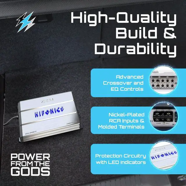 Alt view image 3 of 5 - Hifonics Zeus ZXX 2400 Watt Max Class D Monoblock Car Audio Amplifier Amp with Bass Knob and Remote, Variable Crossovers, ZXX-2400.1D, Silver