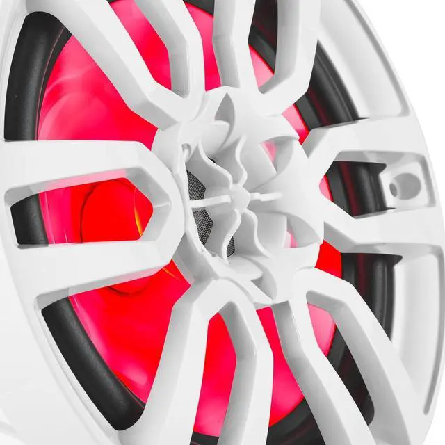 Alt view image 2 of 5 - DS18 NXL8 White Marine Speaker - 8", 2-Way, 375W Max, 125W RMS, 100% UV Stable, IP65 Marine Grade Specs, 4 Ohms, Integrated RGB LED Lighting - For All Elements, UTV, ATV & Jeeps (2 Speakers)