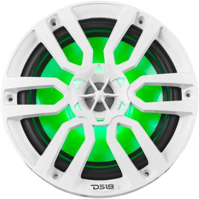 Alt view image 4 of 5 - DS18 NXL8 White Marine Speaker - 8", 2-Way, 375W Max, 125W RMS, 100% UV Stable, IP65 Marine Grade Specs, 4 Ohms, Integrated RGB LED Lighting - For All Elements, UTV, ATV & Jeeps (2 Speakers)