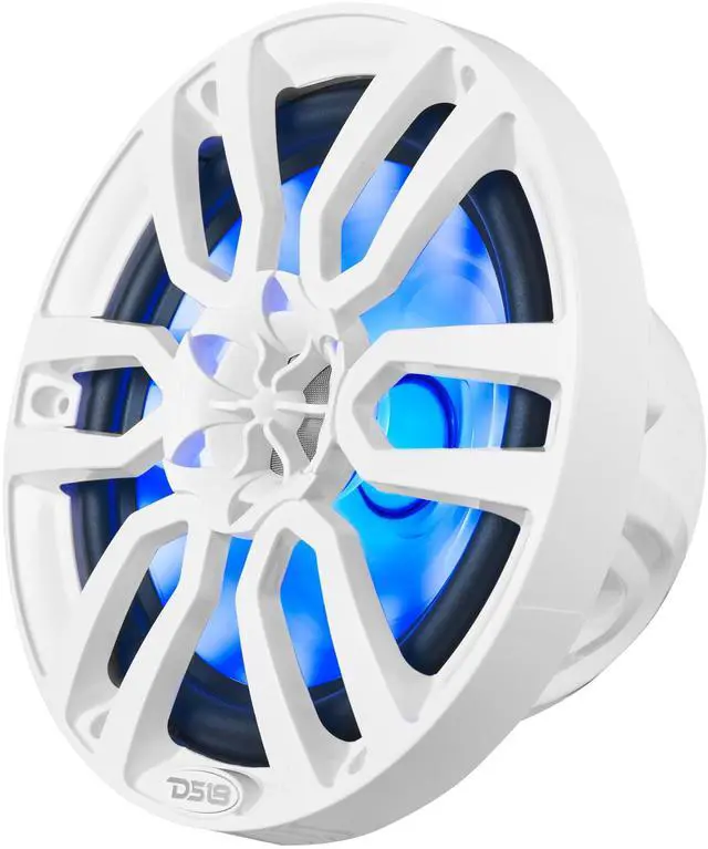 Alt view image 5 of 5 - DS18 NXL8 White Marine Speaker - 8", 2-Way, 375W Max, 125W RMS, 100% UV Stable, IP65 Marine Grade Specs, 4 Ohms, Integrated RGB LED Lighting - For All Elements, UTV, ATV & Jeeps (2 Speakers)