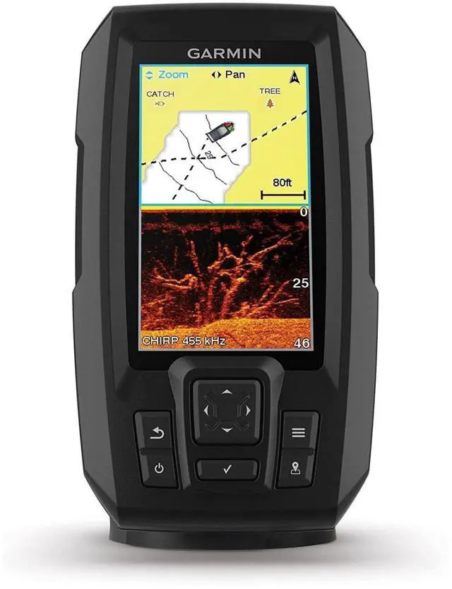 Main image of Garmin Striker 4cv with Transducer, 4" GPS Fishfinder with CHIRP Traditional and ClearVu Scanning Sonar Transducer and Built In Quickdraw Contours Mapping Software