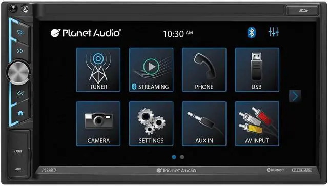 Alt view image 2 of 4 - Planet Audio P9695B Car Stereo System - A-Link (Screen Mirroring), 6.95 Inch Double Din, Touchscreen, Bluetooth Audio and Calling Head Unit, AM/FM Radio Receiver, CD Player, USB, Hook Up To Amplifier