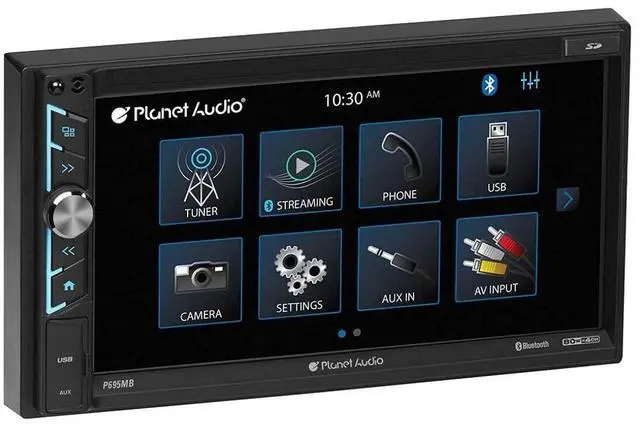 Alt view image 4 of 4 - Planet Audio P9695B Car Stereo System - A-Link (Screen Mirroring), 6.95 Inch Double Din, Touchscreen, Bluetooth Audio and Calling Head Unit, AM/FM Radio Receiver, CD Player, USB, Hook Up To Amplifier