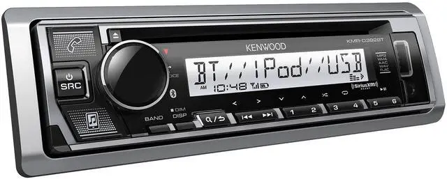 Alt view image 2 of 3 - KENWOOD KMR-D382BT (50W x 4Ch) Single Din Car/Marine Stereo Head Unit with Bluetooth, Hands-Free Calling, CD Player, USB, AM/FM Radio, SiriusXM Ready, All-Weather in-Dash Boat & Car Audio Receiver