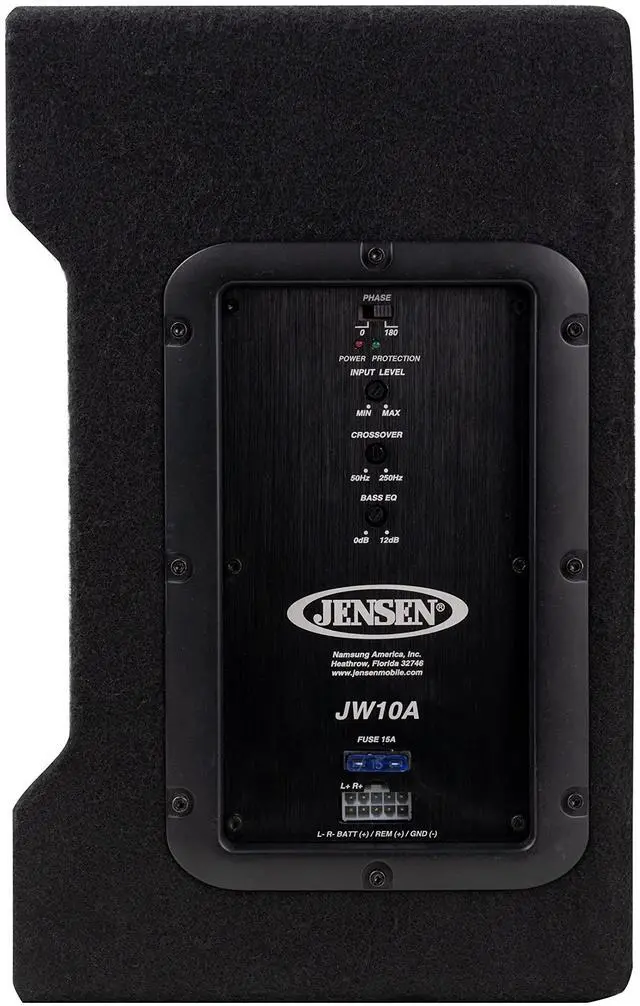 Alt view image 4 of 5 - Jensen JW10A 10" Subwoofer in Multi-Mounting Vented Enlosure with Built-in MOSFET Powered Amplifer