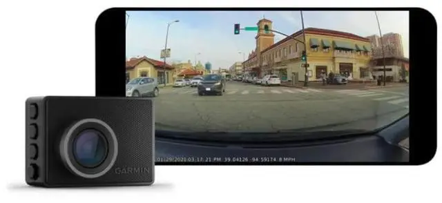 Alt view image 5 of 5 - Garmin Dash Cam 47, 1080p and 140-degree FOV, Monitor Your Vehicle While Away w/ New Connected Features, Voice Control, Compact and Discreet, Includes Memory Card