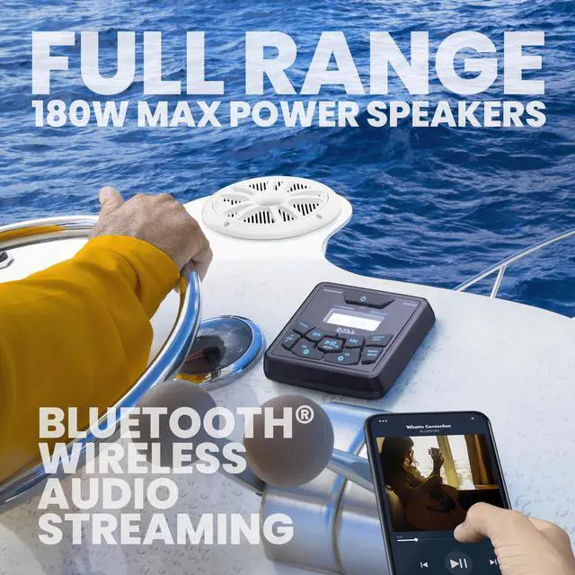 Alt view image 3 of 5 - BOSS Audio Systems MCKGB450W.6 6.5 Inch Speakers & Marine Boat Gauge Stereo - Bluetooth Head Unit, No CD DVD Player, AM/FM Radio Receiver, NOAA Weather Band, IPX6 Weatherproof, USB