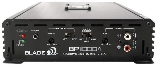 Alt view image 2 of 5 - Massive Audio BP1000.1 V2 Blade Series. 1000 Watts, 2 Ohm Stable, Class A/B Monoblock Car Amplifier with Bass Boost.