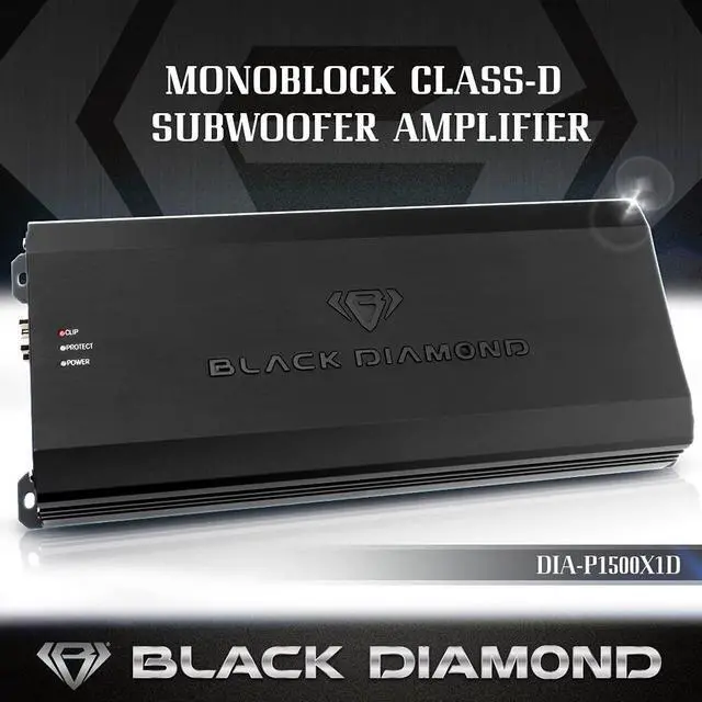 Alt view image 4 of 5 - Black Diamond DIA-P1500x1D Car Audio Amplifier Class D 1 Channel Monoblock Amp 1500 Watts RMS, Remote Level Control Included