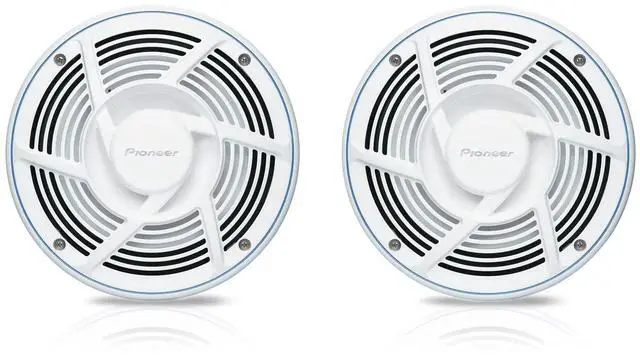 Main image of PIONEER CAR TSME650FS ME-Series 6.5 inch White Marine Coaxial Speakers (Pair) 2-Way, 200 Watt Max Power, IPX7 Rated, Sports Grille Design