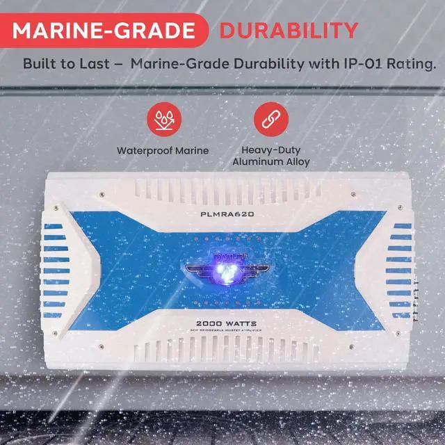 Alt view image 5 of 5 - Pyle 6 Channel Marine Amplifier Receiver - Waterproof Wireless Bridgeable Audio Amp for Stereo Speaker with 2000 Watt Power Dual MOSFET Supply, GAIN Level, RCA Inputs and LED Indicator - PLMRA620