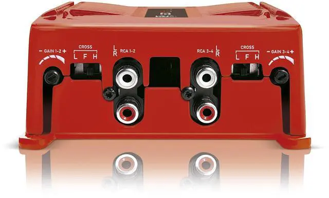 Alt view image 4 of 5 - Banda Audioparts BD400.4RED Four Channel 4 x 100 Watt Rms Full Range Car Audio Amplfier 4 Ohms Bridged with Optional Use Low or High Pass Filters Red