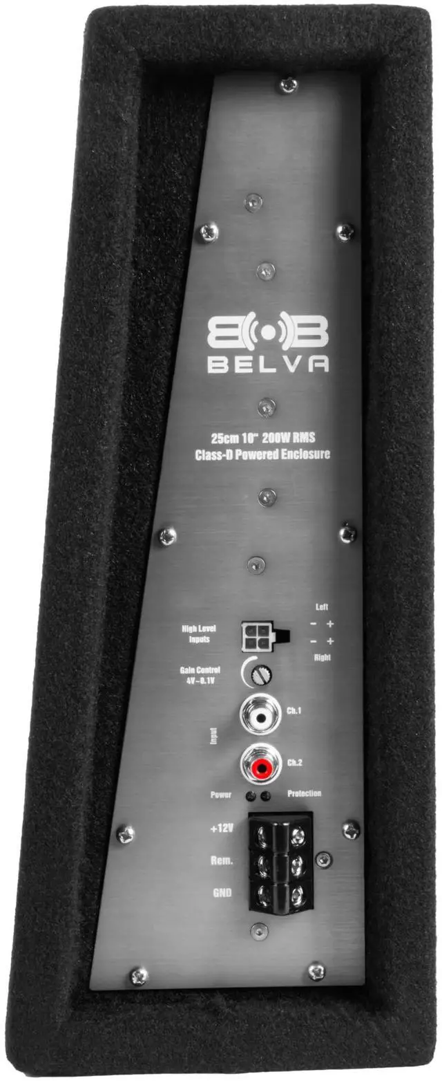 Alt view image 4 of 5 - BELVA BPKG10T 600W Peak 10" Shallow-Mount Angled Amplified Loaded Subwoofer Enclosure
