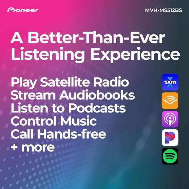 Alt view image 5 of 5 - Pioneer MVH-MS512BS Marine Digital Media Receiver  Bluetooth, SiriusXM, USB, FLAC, Conformal Coating, Color Change, White Display for Outdoor, AM/FM Radio, Hi-Volt RCA, iPhone/Android Compatible