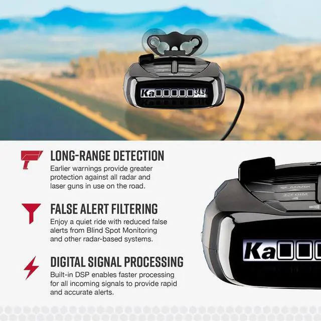 Alt view image 3 of 5 - Cobra RAD 480i Laser Radar Detector  Long Range Detection, Bluetooth, Apple CarPlay and Android Auto Compatible, LaserEye Front and Rear Detection, Digital Signal Processing, Black