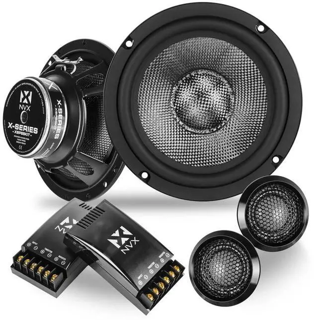 Main image of NVX® XSP65KIT 6.5" Car Speakers, 600W Max, 200W RMS, 2-Way 6-1/2 inch Component System w/ 1" Silk Dome Tweeters & Passive X-Overs, Easy to Install in Cars/Trucks/Doors (Pair)