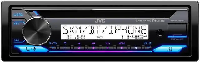 Alt view image 3 of 5 - JVC KD-T92MBS Marine Powersport Audio CD Receiver 22W RMS/50W Max x 4, Bluetooth, USB, Time Alignment, 13 Band EQ, 2/3 Way Crossover, 6-Channel 4V Pre-Amp Output, Adjustable Color LED Display
