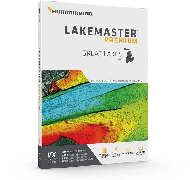 Alt view image 2 of 3 - Humminbird LakeMaster Premium Great Lakes V1 Map SD Card for Fish Finders