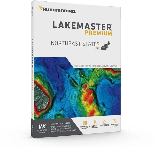 Alt view image 2 of 3 - Humminbird LakeMaster Premium Northeast V1 Map SD Card for Fish Finders